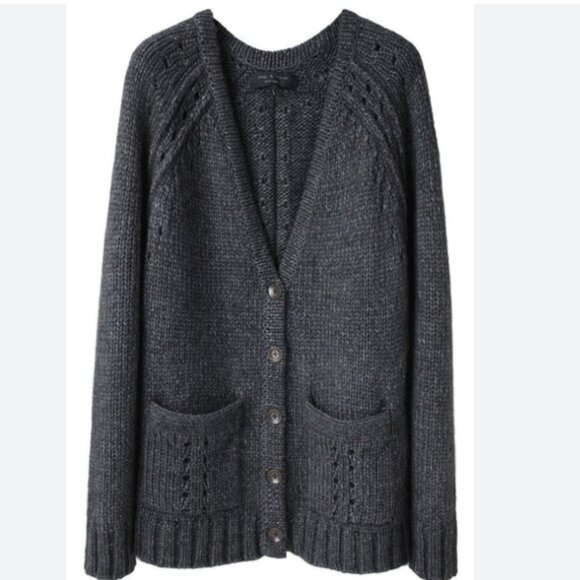 Rag & Bone Fenway Dark Blue Alpaca Wool Blend Crochet Cardigan S - Picture 10 of 10